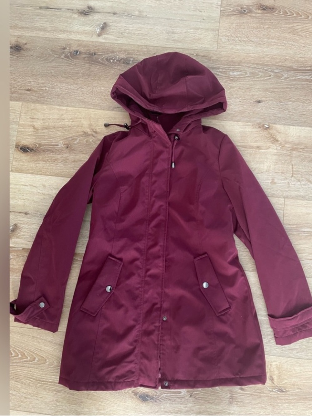 HFX burgundy plum wind and water resistant pulf jacket winter coat with hood, S